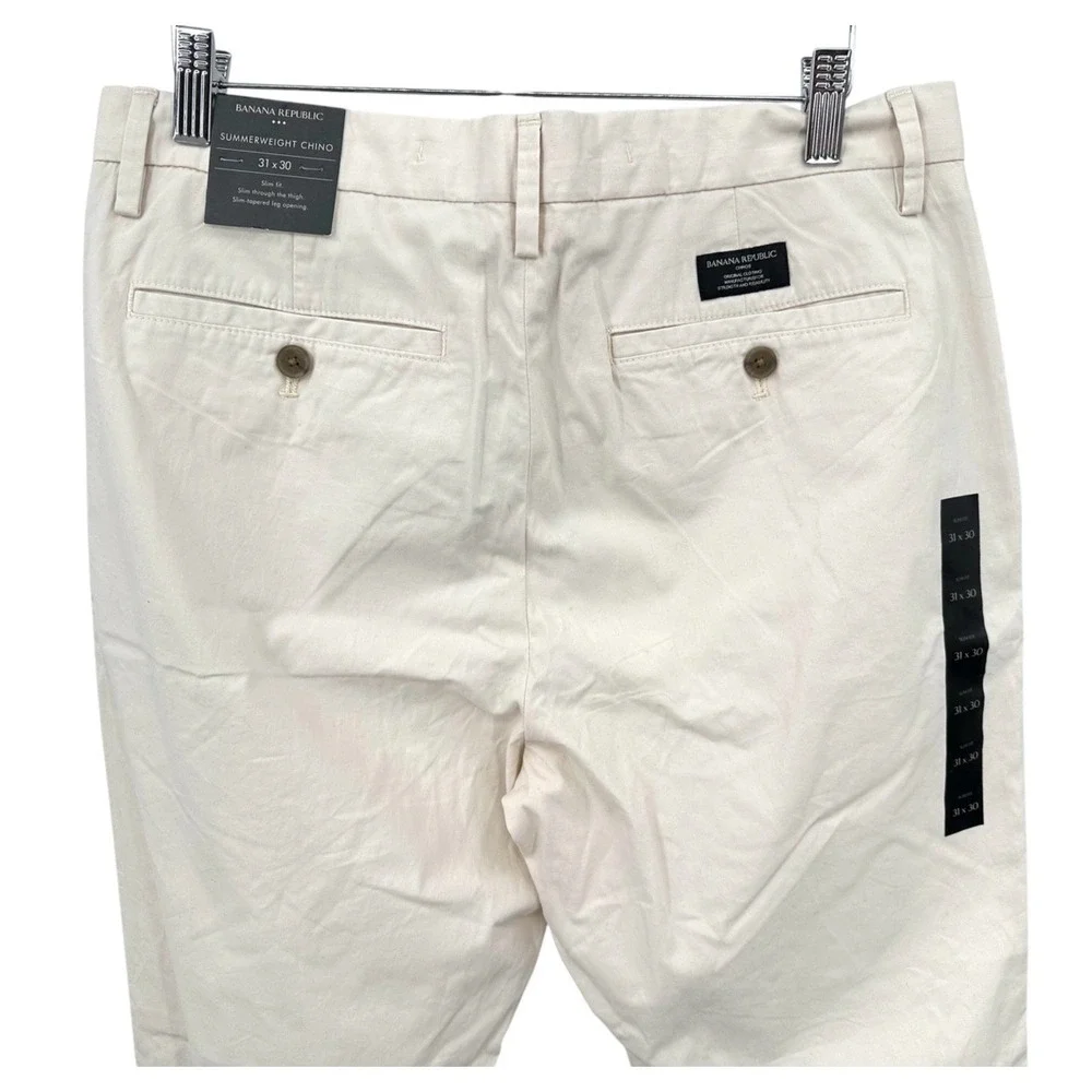 Banana Republic Summer Weight Chino Pants Men's 31x30 Slim Fit Light Khaki NEW
